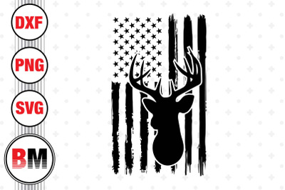 Deer Huting American Flag SVG&2C; PNG&2C; DXF Files