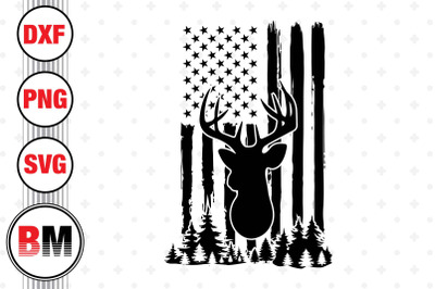 Deer Hungting American Flag SVG, PNG, DXF Files