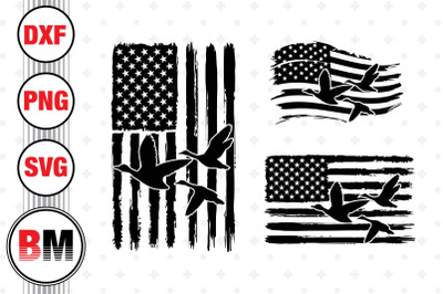 Flying Duck American Flag SVG, PNG, DXF Files