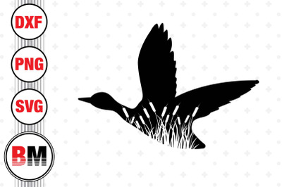 Flying Duck With Reeds SVG, PNG, DXF Files