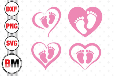 Heart Baby Feet SVG, PNG, DXF Files