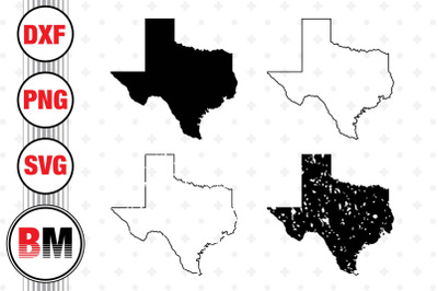 Texas Map SVG, PNG, DXF Files