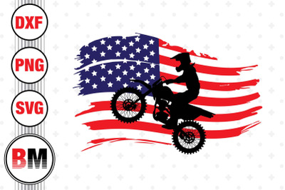 Motocross American Flag SVG, PNG, DXF Files