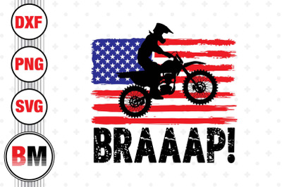 Braaap Motocross American Flag SVG, PNG, DXF Files