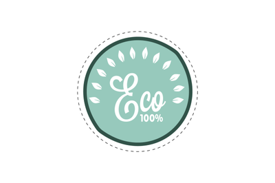 Eco badge with guarantee 100, green food and drink.