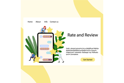 Rate and review landing service. Mobile application for feedback