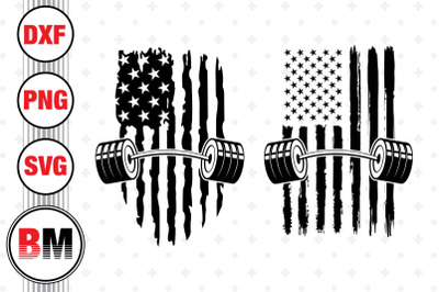 Barbell American Flag SVG&2C; PNG&2C; DXF Files