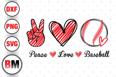 Peace Love Baseball SVG, PNG, DXF Files