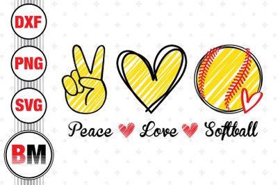 Peace Love Softball SVG, PNG, DXF Files