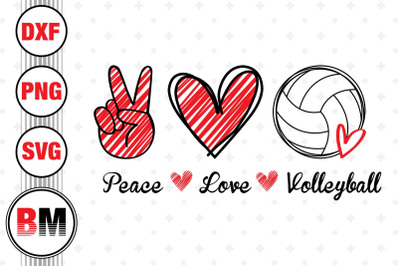 Peace Love Volleyball SVG, PNG, DXF Files