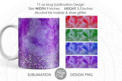 Mug design template with alcohol ink for 11oz Mug