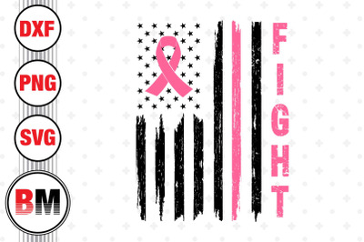 Fight Ribbon Cancer US Flag SVG, PNG, DXF Files