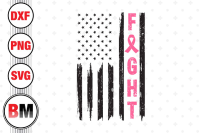 Fight Ribbon Cancer US Flag SVG, PNG, DXF Files