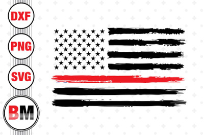 Distressed Thin Red American Flag SVG&2C; PNG&2C; DXF Files