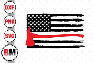 Hammer Firefighter Distressed US Flag SVG&2C; PNG&2C; DXF Files