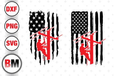 Lineman American Flag SVG, PNG, DXF Files