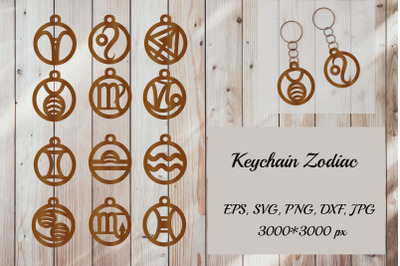 Zodiac Keychain Bundle. Astrology SVG Bundle. Keychain SVG