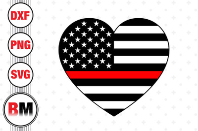 Heart Thin Read American Flag SVG&2C; PNG&2C; DXF Files