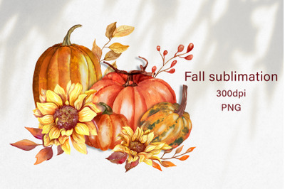 Fall sublimation Sunflowers Autumn png Pumpking sublimation