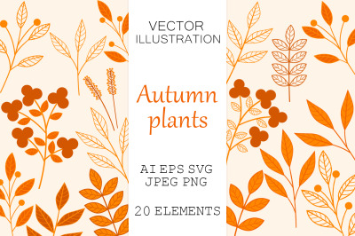 Autumn plants. Plants SVG. Orange plants. Autumn branch