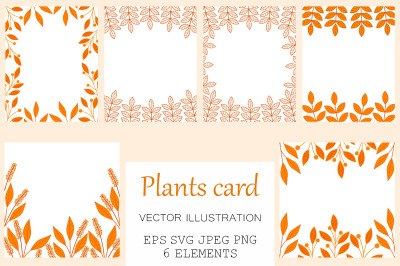 Autumn plants card. Plants frame. Autumn plants invitation