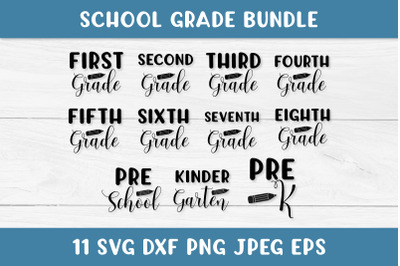 School Grade SVG Bundle. Kindergarten, 1st to 8th, Grades Pre-k, Pre-S
