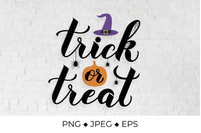 Trick or Treat lettering. Halloween quote.