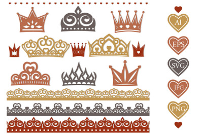 Crown template&2C; stencil&2C; two kinds of color and black