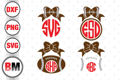 Bow Football Monogram SVG, PNG, DXF Files