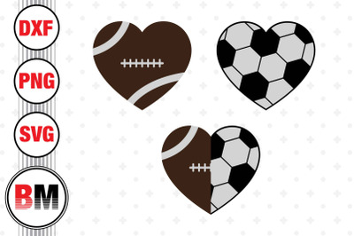 Heart Football Soccer SVG, PNG, DXF Files