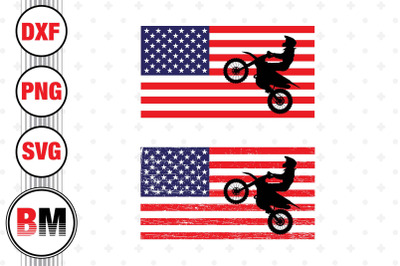 Dirt Bike American Flag  SVG&2C; PNG&2C; DXF Files