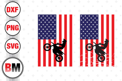 Dirt Bike American Flag  SVG&2C; PNG&2C; DXF Files