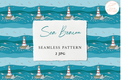 Nautical Seamless Pattern. Sea Beacon. Ocean Digital Paper