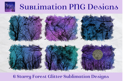 Sublimation PNG Designs - Starry Forest Glitter