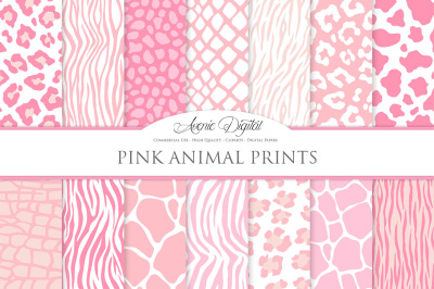 Pink Animal Print Digital Papers - Vector Seamless Patterns