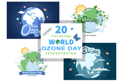 20 World Ozone Day Background Vector Illustration