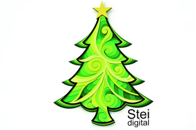 3d layered Christmas tree svg, dxf, cutting files.
