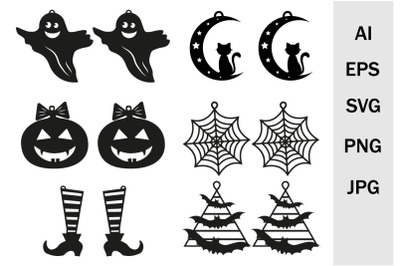 Earrings and pendants for Halloween, svg template