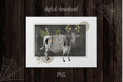 Halloween Cow Poster PNG.