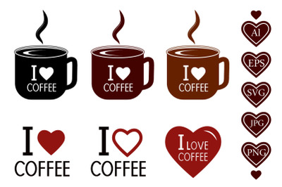 I love coffee text bundle SVG