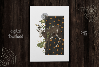 Halloween Deer Poster PNG