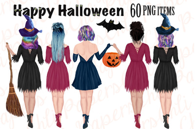 Halloween girls clipart, Witches clipart, Halloween graphics