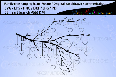 38 hanging hearts tree branch