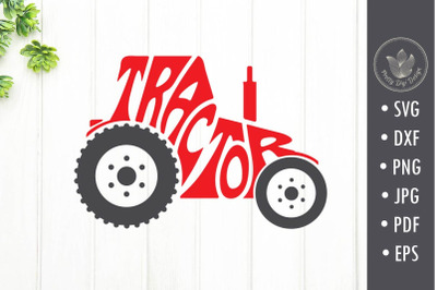 Tractor lettering svg cut file, typography in shape