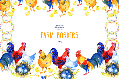 Family Farm - 5 watercolor borders