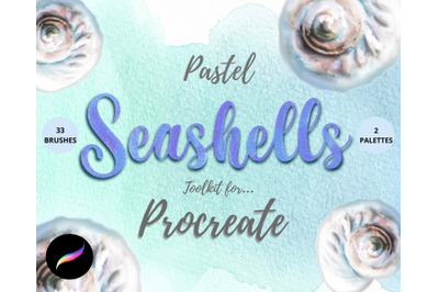 Pastel Seashells Procreate Toolkit - Brushes, Stamps, Palette