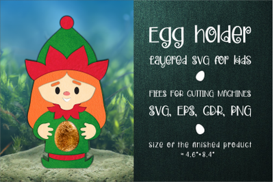 Christmas Elf Girl Chocolate Egg Holder Template SVG