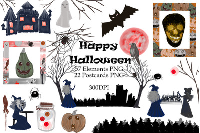Halloween. Cartoon illustrations. Sticker. Halloween clipart