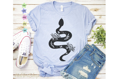 Snake SVG, Floral Snake SVG, Boho svg