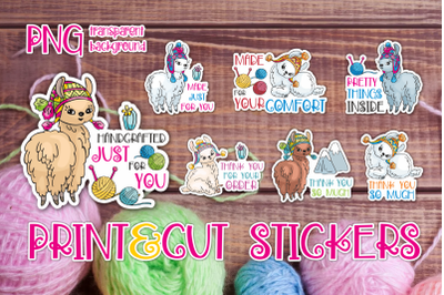 Small business stickers with llamas - knitwear and crochet